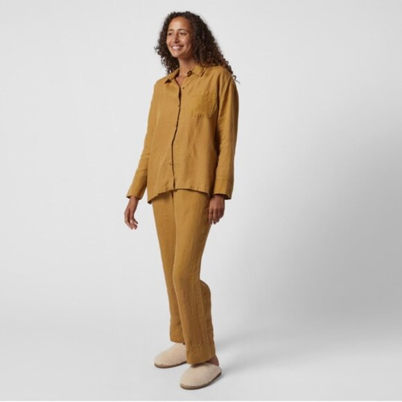 Parachute 100% Linen Oversized Shirt & Pants Ochre Yellow Matching Set Small EUC - Picture 2 of 9